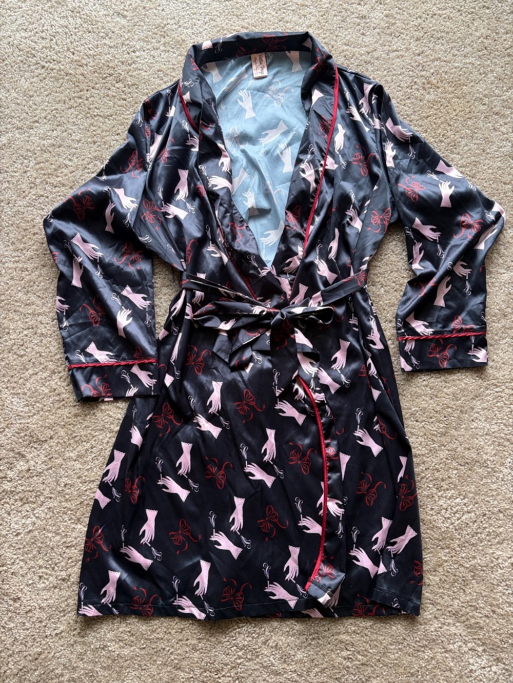 Bettie Page Black Satin Robe